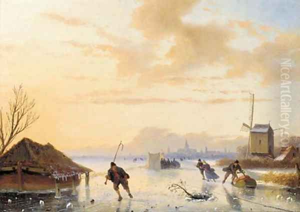 Skaters on a frozen river - view 1