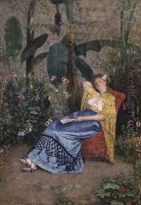 A Siesta in the Garden, 1875 by Narcisco Ruiz de Caceres