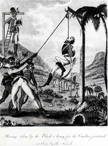 Revenge taken by the Black Army for the Cruelties practised on them by the French, engraved by Inigo Barlow, from An Historic Account of the Black Empire of Haiti, pub. 1805 - view 1