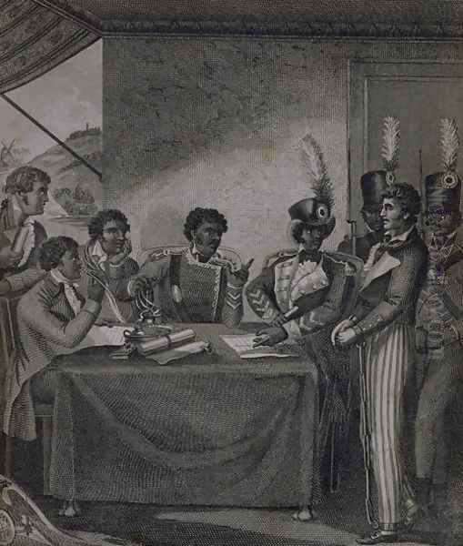 General Christophe at the Court Martial which Sentenced the Author to Death, from An Historical Account of the Black Empire of Hayti written by the artist, engraved by J. Barlow, published 1805 - view 1