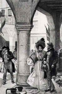 Emma Bovary walking with a companion from Madame Bovary by Gustave Flaubert, engraved by Carlo Chessa 1855-1925, 1906 by Richemont, Alfred Paul Marie