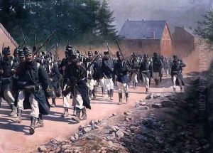 Belgian Infantry on the Move, 1906 by Jan Rosen