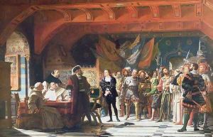 Francis de Bonnivard 1496-1570 the Prisoner of Chillon, brought before the Duke of Savoy in 1530, 1870 by Jules Hippolyte Ravel