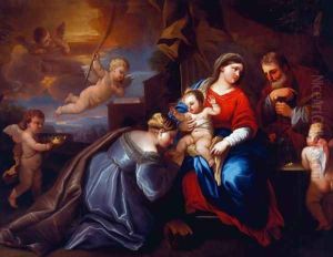 The Mystic Marriage of St. Catherine in a Giordano Composition by (follower of) Rubens, Peter Paul