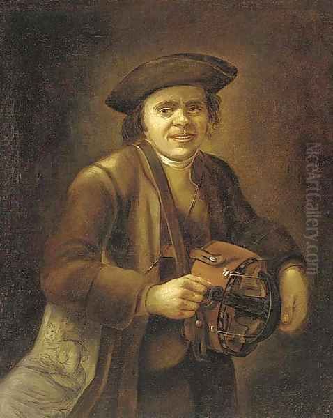 A hurdy-gurdy player - view 1