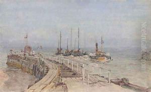 Towing the fishing fleet into port by Henry Robert Robertson
