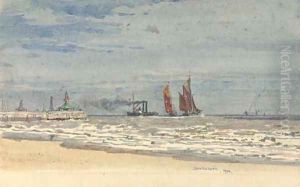 Shipping off the pier at Lowestoft