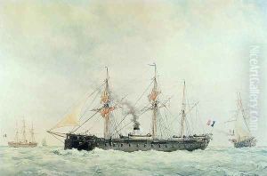 The French Battleship, La Gloire, 1880 by Francois Geoffroy Roux