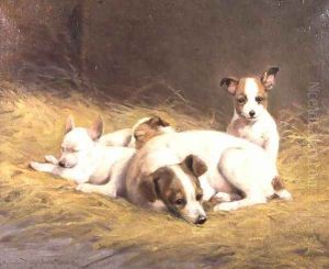 A Terrier with Three Puppies