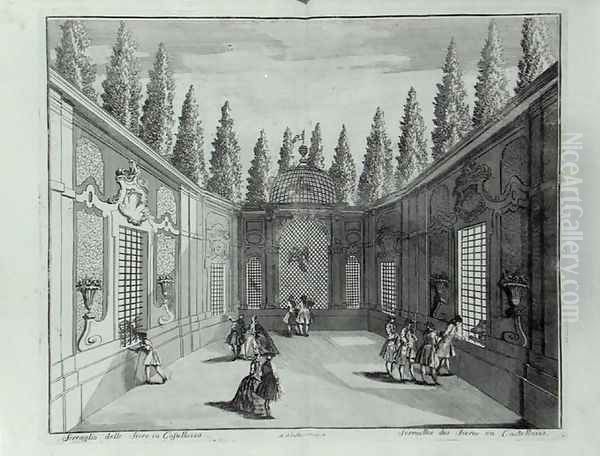 Seraglio of the proud, from Delights of the Villa Castellazzo by Domenico Felice Leonardi, published 1743 - view 1