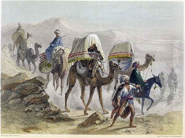 The Camel Train, from Constantinople and the Black Sea, engraved by the Rouargue brothers, 1855 - view 1