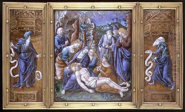 Triptych the Lamentation, Daniel and St. Peter, painted in Limoges, France, 1538 - view 1
