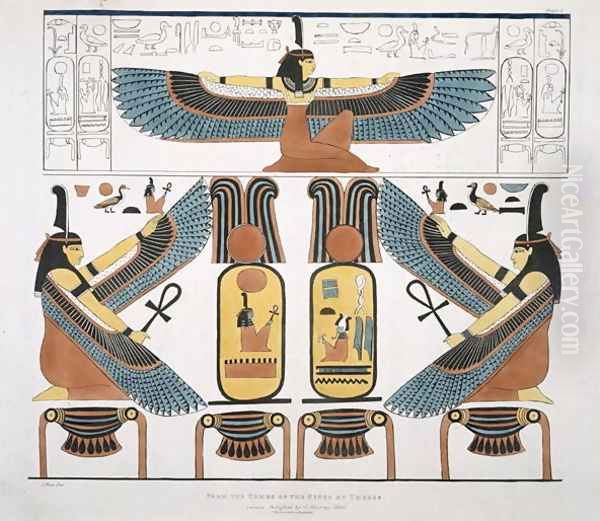 Mural from the Tombs of the Kings at Thebes, discovered by G. Belzoni, plate 3 from Plates Illustrative of the Researches in Egypt and Nubia, engraved by Charles Hullamandel 1789-1850 1820-22 - view 1