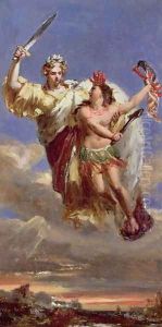 France Sustaining America Allegory of the Siege of Yorktown by Louis Edouard Rioult