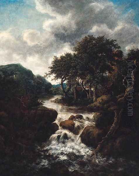 A Scandinavian landscape with a waterfall - view 1