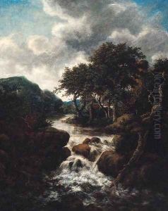 A Scandinavian landscape with a waterfall
