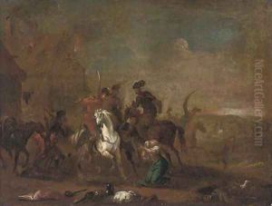 A cavalry pillage by Rugendas, Georg Philipp I