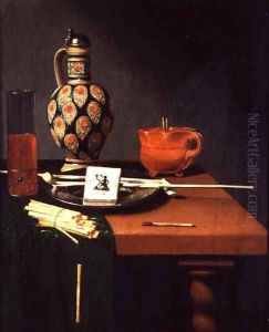 Still Life with a Stoneware Jug and Glass and Smoking Requisites
