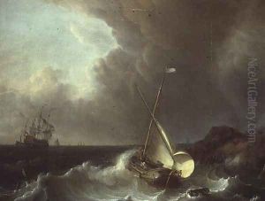 Galleon in Stormy Seas by Jan Claes Rietschoof