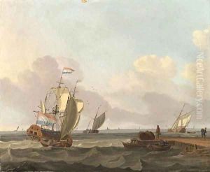 Shipping in a Choppy Sea off a Jetty