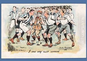 I Was Very Much Worried, football postcard, 1903 by Ralph Rowland