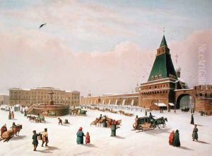 Loubyanska Square in Moscow, printed by Louis-Pierre-Alphonse Bichebois1801-50, 1830