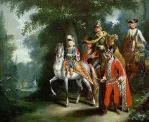 Joseph II, Emperor of Germany 1741-90 learning to ride at the age of six, 1748 by Johann Elias Ridinger or Riedinger