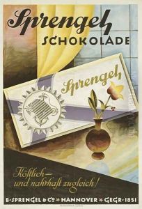 German advertisement for Sprengel chocolate, produced by B Sprengel und Co., Hannover, 1924 by Richard Rump