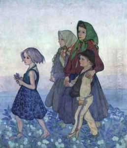 Procession of Polish Highland Children, c.1910 by Jan Rembowski