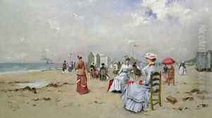 La Plage de Trouville by Paul Rossert