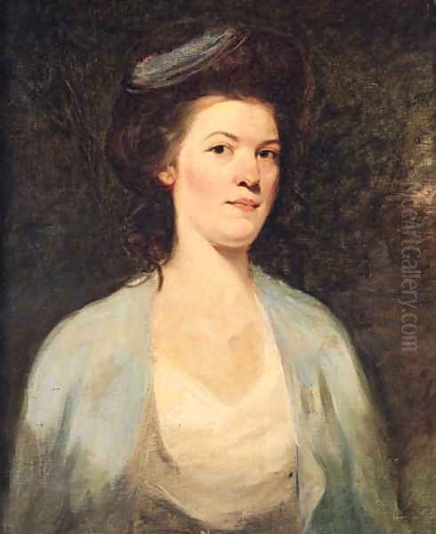 Portrait Of A Lady, Half-Length, In A White And Blue Dress - view 1