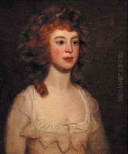 Portrait of a lady, quarter-length, in a cream dress, looking to her left Portrait of a lady, quarter-length, in a cream dress, looking to her left
