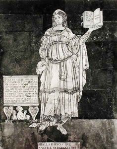 Paving detail depicting the Phrygian Sibyl by Luigi di Rugieri