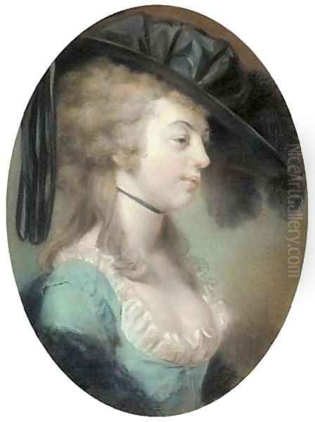 Portrait of a lady with feathered black hat thought to be the Duchess of Devonshire - view 1