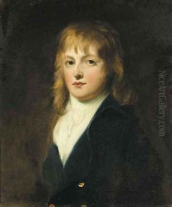 Portrait of the Hon. Peniston Lamb, half-length, in a blue coat and white cravat by John Russell