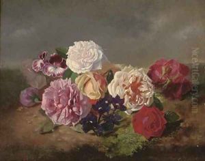 Roses, pansies and irises