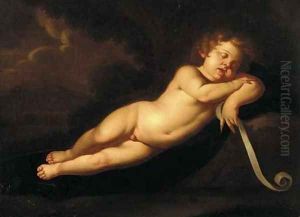 A sleeping putto by Guido Reni