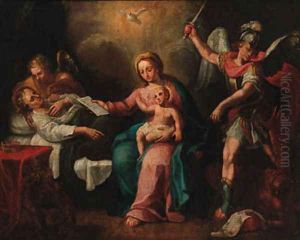The Death of the Virgin, education of the Infant Christ and Saint Michael vanquishing evil by Guido Reni