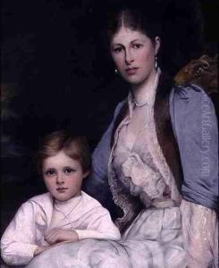 Wife and Son of the 3rd Earl of Morley by Ellis William Roberts