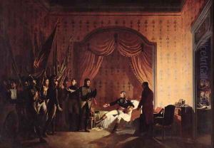 General Bonaparte Receiving Captured Austro-Sardinian Flags at Millesimo after the Battle of Montenotte on the 13th April 1796 by Roehn, Adolphe Eugene Gabriel
