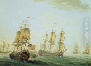 Naval Engagement between a British East Indiaman and a French Warship, 1781 by Joseph Roux