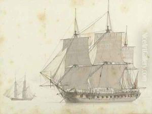 H.M.S. Trusty of 50 guns by Joseph Roux