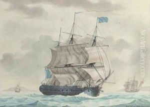A French corvette of 22 guns in the Mediterranean by Joseph Roux