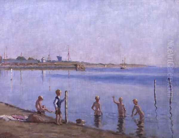 Boys at Waters Edge - view 1