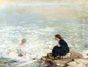 Mother and Child at the Waters Edge by George William Russell