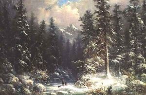 Forest Snow Scene by Oswald Richter