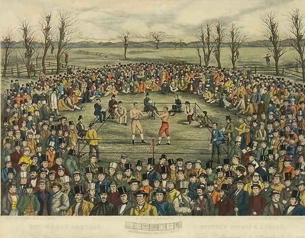 The Great Contest between Sayers and Heenan for 200 Pounds a side, engraved by J. R. Mackrell and J.B. Rowbotham - view 1