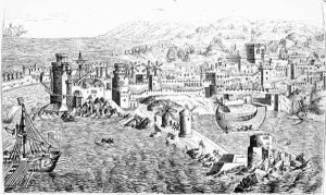 Map of the Island of Rhodes, reproduced in Le Chevalerie et les Croisades by Paul Lacroix, 1886