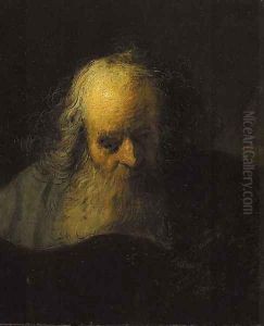 An old man reading a book by Jacques des Rousseaux