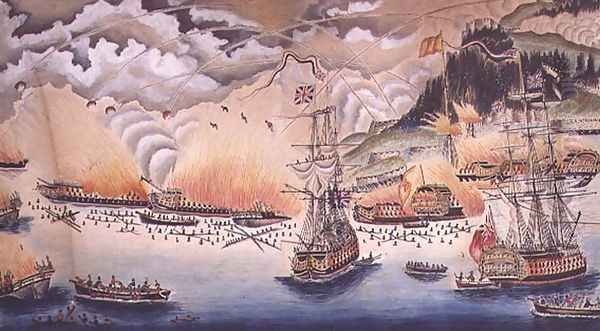 The Destruction of the Spanish Gun Boats and Floating Batteries at the Siege of Gibraltar by the Governor General Eliott, September 13th 1782, 1822 - view 1